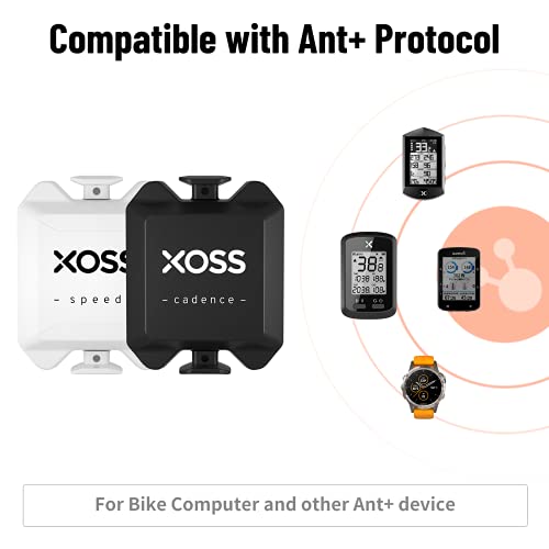 XOSS X1 Suite Sensor Velocidad Cadencia de Ciclismo con Bluetooth y Ant+ Impermeable Cadencia Sensor Velocidad para iPhone, Android y Ciclocomputadors(Dos Piezas)