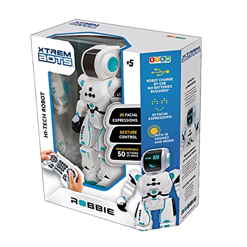 Xtrem Bots - Robbie, Robot Juguete Teledirigido Programable, Robots para Niños 5 Años O Más Educativos, Juguetes Robótica Educativa, Juego Robotica, Stem