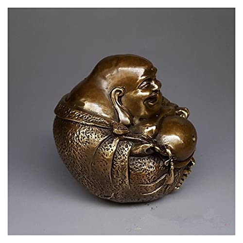 Xuejuanshop Estatua de Buda Antiguo Cobre Buddha Maitreya Afortunado auspicioso Feng Shui Ornamentos decoración de la decoración de Buddha Estatua decoración del hogar Regalo Zen Buda estatuilla