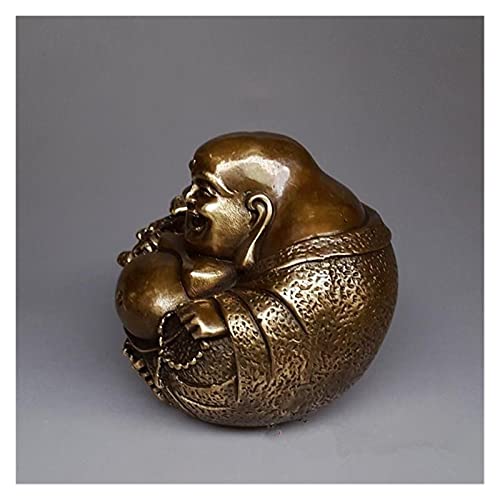 Xuejuanshop Estatua de Buda Antiguo Cobre Buddha Maitreya Afortunado auspicioso Feng Shui Ornamentos decoración de la decoración de Buddha Estatua decoración del hogar Regalo Zen Buda estatuilla