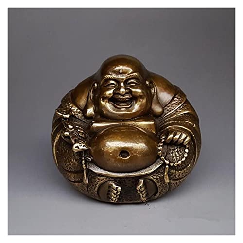 Xuejuanshop Estatua de Buda Antiguo Cobre Buddha Maitreya Afortunado auspicioso Feng Shui Ornamentos decoración de la decoración de Buddha Estatua decoración del hogar Regalo Zen Buda estatuilla