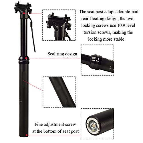 XUJINGJIE Tija de sillín de Bicicleta Tija Sillín De Montaña con Enrutamiento De Cable Externo, Altura Y Ángulo Ajustables, para Bicicleta de Carretera MTB BMX, 30.9/31.6 X 460mm,31.6mm