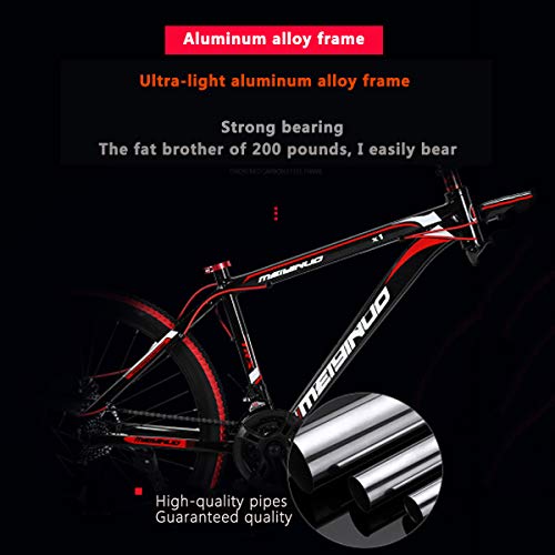 XXXSUNNY Bicicletas de montaña para Hombre de 26 Pulgadas, Bicicletas con Frenos de Disco, Bicicletas de montaña Profesionales ultraligeras Cuadro Fuerte aleación Aluminio,27/White~Red,Carbon Steel