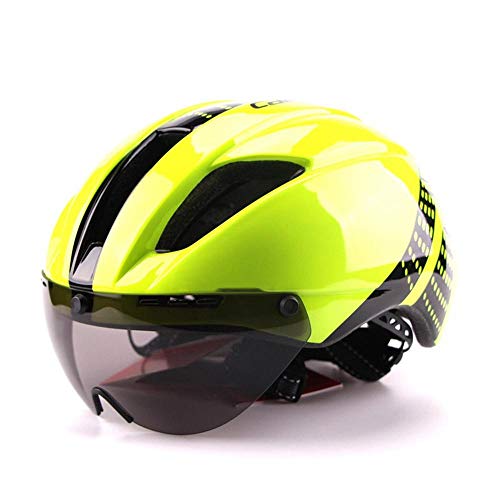 XYBB Casco Bicicleta Casco de Bicicleta de Carretera In-Mold Racing Ciclismo Bicicleta Deportes Casco de Seguridad Casco de Ciclismo de contrarreloj M54-57cm Amarillo Fluorescente