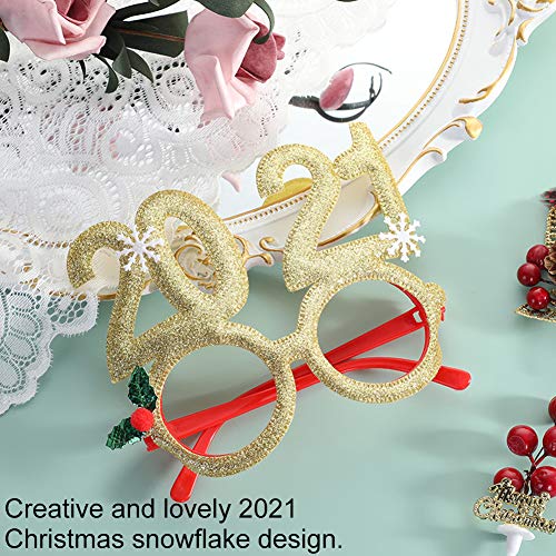 4 Colores 8Pcs Creativas y Divertidas Gafas de Navidad XYDZ Navidad Lindo Dibujos Animados Marcos de Anteojos Relucientes Sin Lentes Carta 2021 