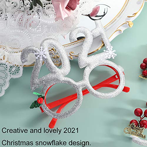 XYDZ Navidad Lindo Dibujos Animados Marcos de Anteojos Relucientes Sin Lentes 4 Colores Carta 2021 8Pcs Creativas y Divertidas Gafas de Navidad
