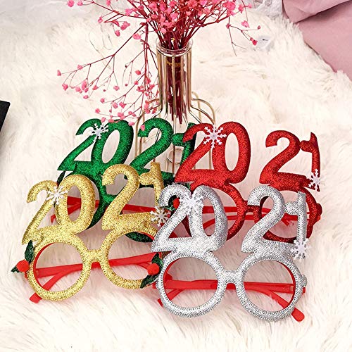 XYDZ Navidad Lindo Dibujos Animados Marcos de Anteojos Relucientes Sin Lentes, 8Pcs Creativas y Divertidas Gafas de Navidad, Carta 2021, 4 Colores