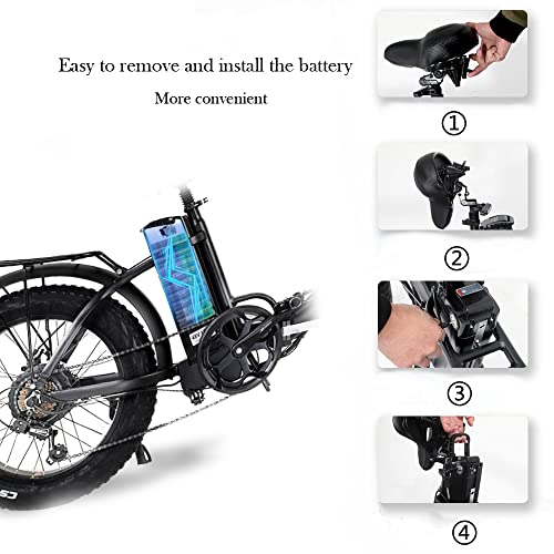 Y20 Bicicleta eléctrica para Adultos Rueda de 20 Pulgadas Bicicleta eléctrica Plegable Bicicleta de montaña 4.0 Neumático Gordo (Plus Bolsa, 15Ah)