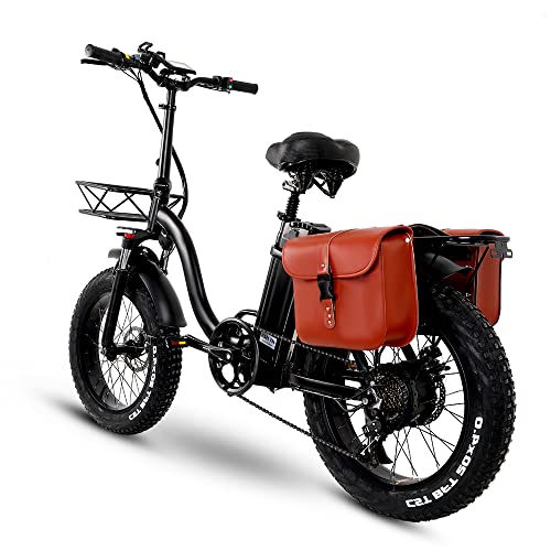 Y20 Bicicleta eléctrica para Adultos Rueda de 20 Pulgadas Bicicleta eléctrica Plegable Bicicleta de montaña 4.0 Neumático Gordo (Plus Bolsa, 15Ah)