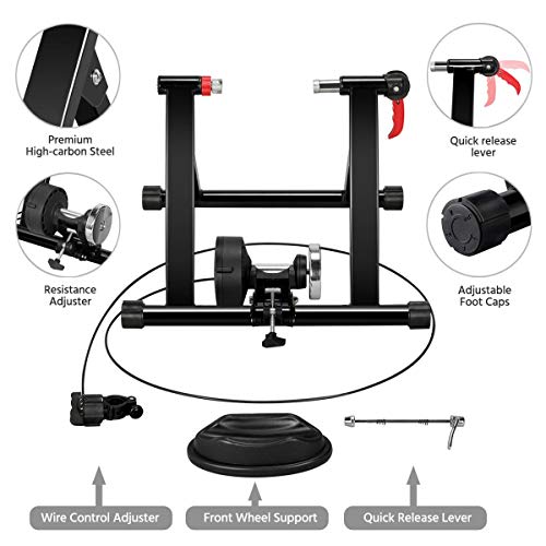 Yaheetech Rodillo Entrenamiento de Bicicleta 26 a 29 Pulgadas y 700C Rodillo Magnetico de Acero para Bici con 6 Niveles de Resistencia por Cable