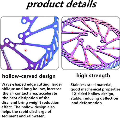 YBEKI Disco de Freno Bicicleta 160mm 180mm color Rotores para Bicicletas con 12 Pernos para Picicleta de Carretera Bicicleta de Montaña Bicicleta Disco de Freno