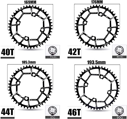 YBEKI Plato de Bicicleta 32T 34T 36T 38T 40T 42T 44T 46T 48T 50T 52T Plato 104BCD Redondo Ovalado Estrecho Ancho Unico Monoplato para Bicicleta de Montaña Bicicleta de Carretera (Óvalo Negro, 34T)