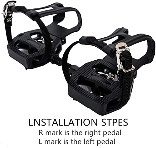 YBEKI Spinning SPD Pedales - Pedal híbrido con Jaula y Correa, Adecuado para Bicicleta estática Fitness, Bici Spinning y Todas Las Bicicletas con un Eje de 9/16 Pulgadas. 6 Meses de garantía