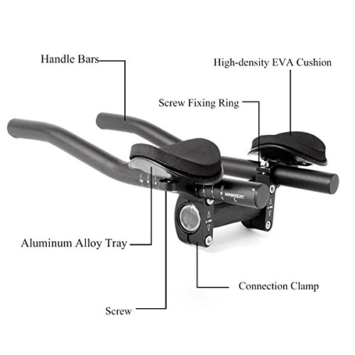 Yeemg TT Manejar la Manilla Aerobarras de Resto de Bicicleta para Triatlón Contrarreloj Descanso de Bicicleta y Bicicleta de Carretera Aleación de Aluminio Versión Mejorada (Negro)