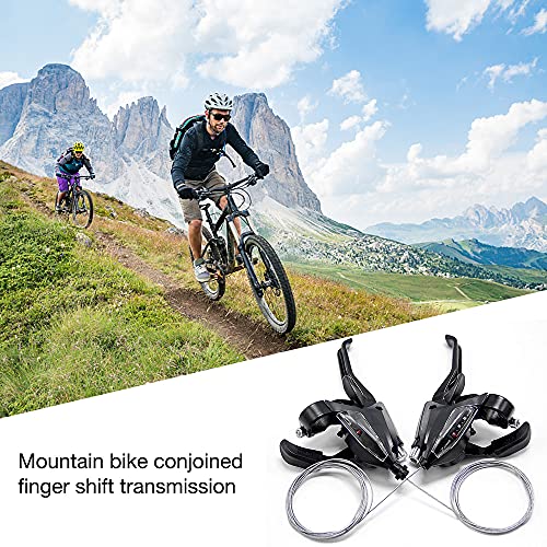 YeenGreen Palanca de Freno de Bicicleta, Cambios Bicicleta Montaña 7 Velocidades, Manetas Cambio Bicicleta Carretera 3 × 7, con Indicador de Marcha y Cable de Aluminio, Universal