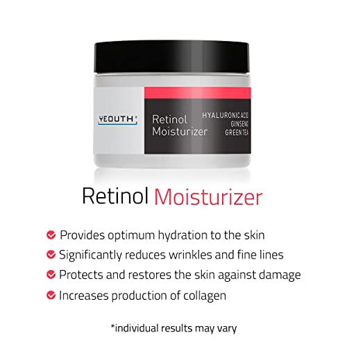 YEOUTH Retinol Cream Hidratante 2.5% para Rostro con Ácido Hialurónico (1 ounce)