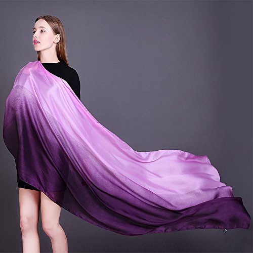 YFZYT Pañuelo de seda Mujer Mantón Bufanda Moda Chals Señoras Elegante Color de Degradado Estolas Fular para Fiesta, Playa, Uso Diario