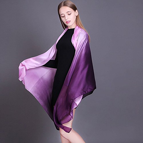 YFZYT Pañuelo de seda Mujer Mantón Bufanda Moda Chals Señoras Elegante Color de Degradado Estolas Fular para Fiesta, Playa, Uso Diario