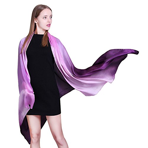 YFZYT Pañuelo de seda Mujer Mantón Bufanda Moda Chals Señoras Elegante Color de Degradado Estolas Fular para Fiesta, Playa, Uso Diario