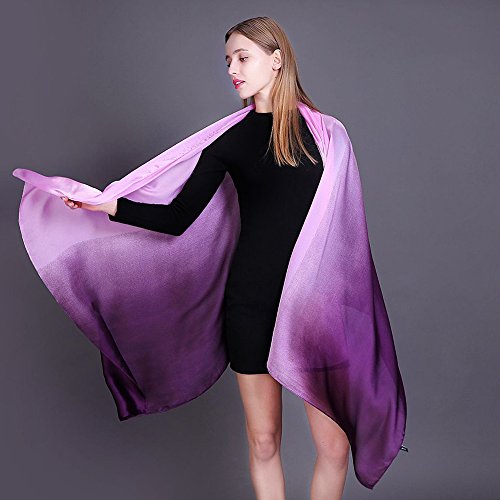 YFZYT Pañuelo de seda Mujer Mantón Bufanda Moda Chals Señoras Elegante Color de Degradado Estolas Fular para Fiesta, Playa, Uso Diario