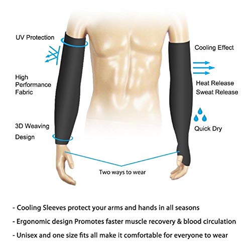 YIFEID Manguitos Ciclismo Dos Pares De Hielo UV Refrigeración Tela Manguitos De Protección Solar De La Carcasa del Brazo del Brazo del Calentador Verano Externa De Sun Unisex Manguito Manga Tarifas