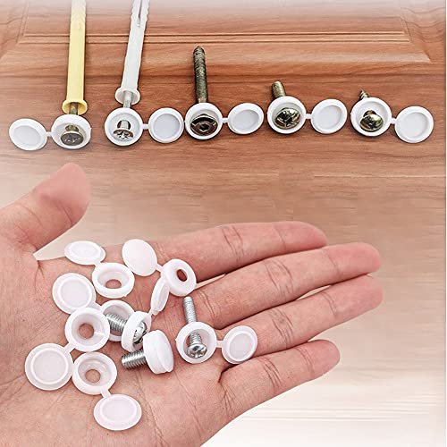 YIXISI 240 Piezas Tapa de Tornillo de Plástico, Tapas Cubierta de Tornillo con Bisagras para Tornillos de Número 6 y 8, para Armarios de Muebles, con Caja de Almacenaje, Blanco/Negro/Gris