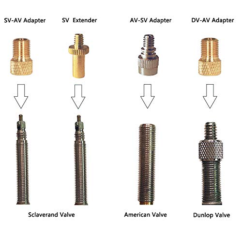 Yizhet 12 x Adaptador de Valvula Bicicleta Válvula Adaptador DV AV SV Válvula Adaptador Presta Schrader Dunlop para Compresor Bomba de Bicicleta Bomba de Pie Balón para Hinchar Bicicletas