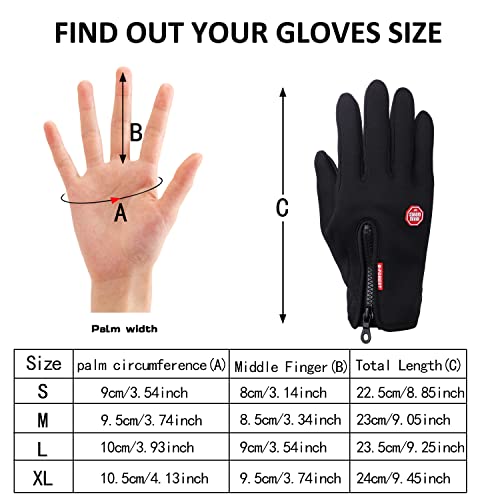 Yizhet Guantes Térmicos Delgados Hombre Guante de Ciclismo Unisexo Guantes Pantalla Táctil Antideslizante Guantes para Conducir Motocicletas Bicicleta MTB Montaña Senderismo Equitación Invierno (L)