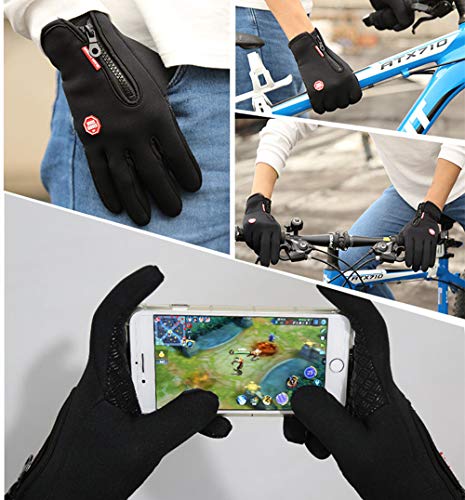 Yizhet Guantes Térmicos Delgados Hombre Guante de Ciclismo Unisexo Guantes Pantalla Táctil Antideslizante Guantes para Conducir Motocicletas Bicicleta MTB Montaña Senderismo Equitación Invierno (L)