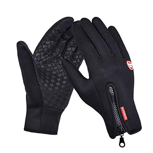 Yizhet Guantes Térmicos Delgados Hombre Guante de Ciclismo Unisexo Guantes Pantalla Táctil Antideslizante Guantes para Conducir Motocicletas Bicicleta MTB Montaña Senderismo Equitación Invierno (L)