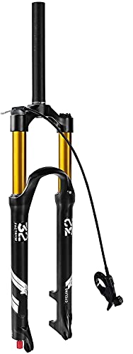 YLXD Horquilla Delantera MTB Aire Viaje 26/27,5/29 Pulgadas, 140 mm, Horquilla Bicicleta montaña Recta/cónica de 1-1/8 Pulgadas, Ajuste Rebote, Freno Disco QR 9 mm B,27.5