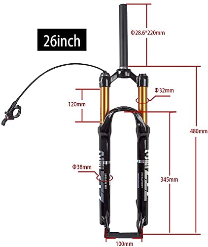 YLXD Horquillas suspensión de 26/27,5/29 Pulgadas, Horquilla Delantera aleación magnesio, Horquilla Delantera montaña, Amortiguador presión Aire Horquilla, Accesorios para Bicicleta 29