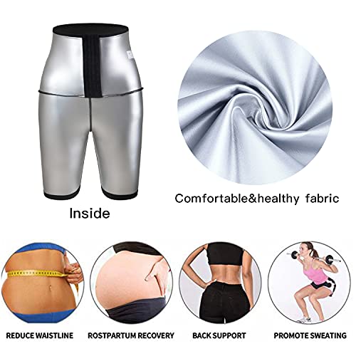 YMIFEEY Pantalones Sauna Mujer Corto Pantalón de Sudoración Cintura Alta Nanotecnología Leggins Reductores Adelgazantes Pantalon Mallas Fitness Push Up para Deporte Running Yoga, XXL/3XL