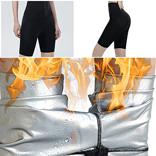 YMIFEEY Pantalones Sauna Mujer Corto Pantalón de Sudoración Cintura Alta Nanotecnología Leggins Reductores Adelgazantes Pantalon Mallas Fitness Push Up para Deporte Running Yoga, XXL/3XL