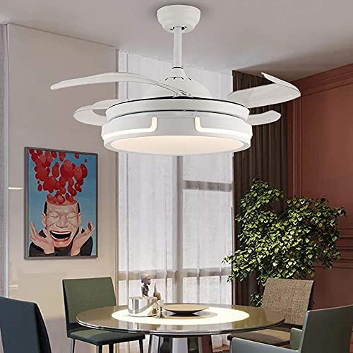 YMLSD Candelabros, Candelabro de Ventilador de Techo de Conversión de Frecuencia Led Invisible, Iluminación de Techo, Luz Colgante para Dormitorio, Sala de Estar, Lámpara Colgante Moderna, Altura Aju