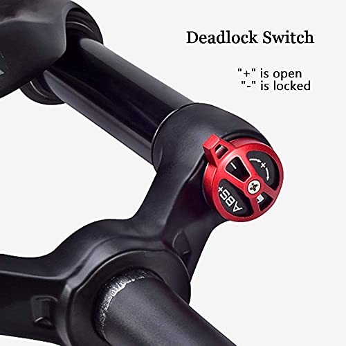 YMSHD 26/27.5"Horquilla Suspensión para Bicicleta Montaña, Doble Cámara Horquilla Suspensión Aire MTB Horquilla Suspensión Neumática Horquilla Suspensión para Bicicleta con Ajuste Amortig