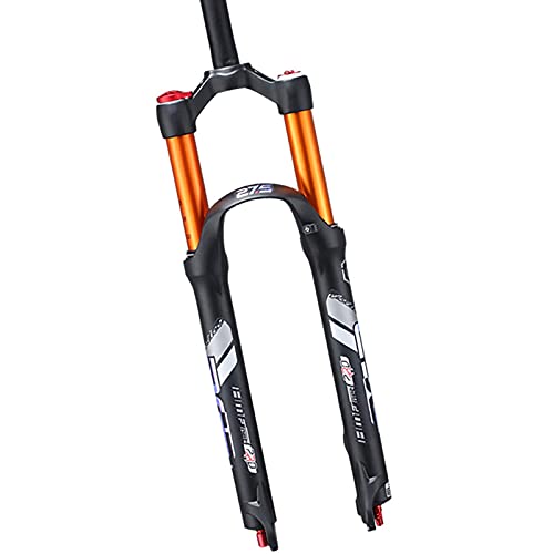 YMSHD 26/27.5"Horquilla Suspensión para Bicicleta Montaña, Doble Cámara Horquilla Suspensión Aire MTB Horquilla Suspensión Neumática Horquilla Suspensión para Bicicleta con Ajuste Amortig