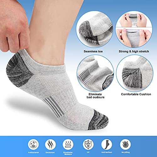 YOJOOM Calcetines Hombre Mujer - 6 Pares Calcetines Deporte Tobillero Corto Atlético , Acolchados Antiampolla Transpirable para Correr Ciclismo Senderismo Trail Mtb (Mixto *6, 41-46)