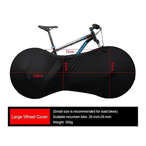 Yontree Funda para Rueda de Bicicleta, Antipolvo, Bolsa de Almacenamiento para Interior de Bicicleta, Cubierta de protección para Bicicletas de Carretera, de Alta Elasticidad, Color Negro y/L