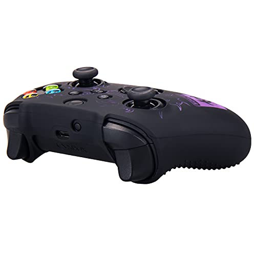 YoRHa Silicona Talla Láser Funda Piel Carcasas Cubierta para Xbox Series X / S Mando x 1 (BH Morado) con Agarres para el Pulgar x 10