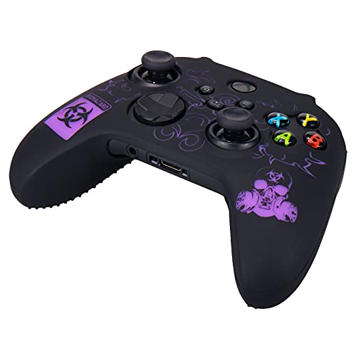 YoRHa Silicona Talla Láser Funda Piel Carcasas Cubierta para Xbox Series X / S Mando x 1 (BH Morado) con Agarres para el Pulgar x 10