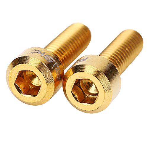 Yosoo Health Gear Tornillos Titanio para Potencia, Tornillo De Vástago De Bicicleta, Pernos De Vástago De Bicicleta De Aleación De Titanio M5 X 16 mm(Oro)