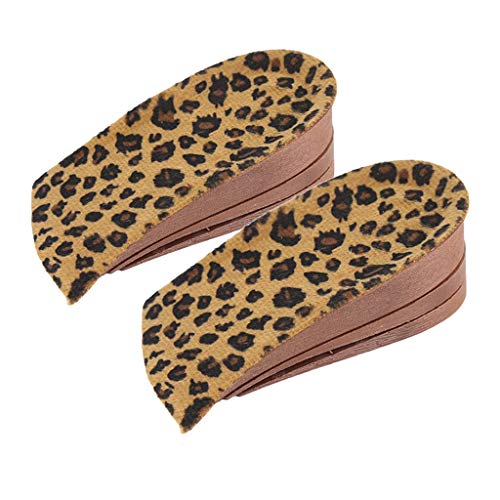 yotijar 1 Par de Tacones de Aumento de Altura de PVC, Plantillas de Elevación Más Altas, Almohadillas para Hombres Y Mujeres - Estampado de leopardo, 13 x 7 cm