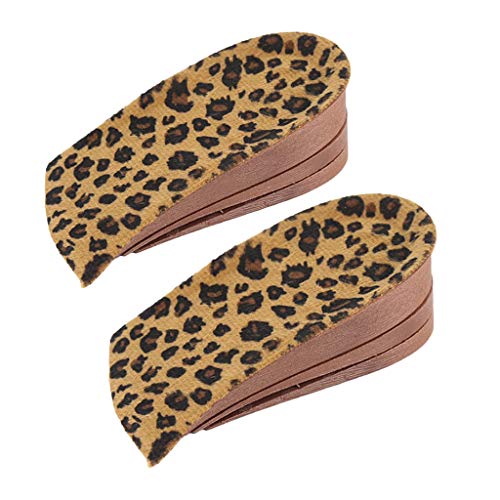 yotijar 1 Par de Tacones de Aumento de Altura de PVC, Plantillas de Elevación Más Altas, Almohadillas para Hombres Y Mujeres - Estampado de leopardo, 13 x 7 cm