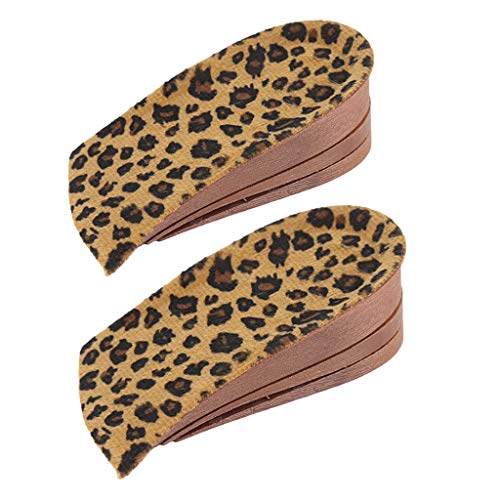 yotijar 1 Par de Tacones de Aumento de Altura de PVC, Plantillas de Elevación Más Altas, Almohadillas para Hombres Y Mujeres - Estampado de leopardo, 13 x 7 cm