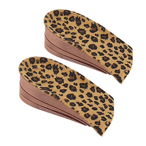 yotijar 1 Par de Tacones de Aumento de Altura de PVC, Plantillas de Elevación Más Altas, Almohadillas para Hombres Y Mujeres - Estampado de leopardo, 13 x 7 cm