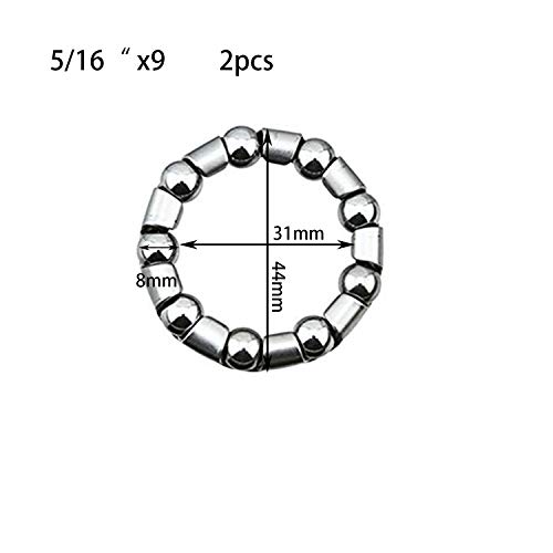 YouU Rodamiento de Bolas para Caja de Platos y bielas para Bicicleta BMX 5/16" x 7/9/12 Rodamiento Carrete Delantero (5/16" x 9)