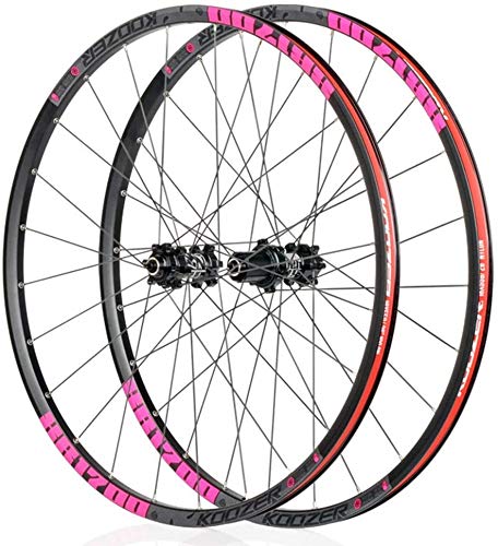 YSHUAI - Ruedas de bicicleta para bicicleta de montaña de 26/27,5 pulgadas de doble pared con casete sellado con rodamiento de disco QR de 24 agujeros 8/11 velocidades, color rosa, tamaño 27.5inch
