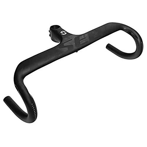 YSHUAI Súper Ligero Manillares De Carbono Integrados Manillar De Bicicleta Flexible Manillares De Bicicleta De Carretera Manillar De Carreras De Coches con Estera De Tallo,90mm,420mm