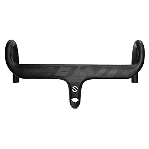 YSHUAI Súper Ligero Manillares De Carbono Integrados Manillar De Bicicleta Flexible Manillares De Bicicleta De Carretera Manillar De Carreras De Coches con Estera De Tallo,90mm,420mm